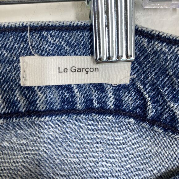 Frame Jeans Womens Size 31 Le Garcon Beldon Rip Destroyed Cropped Blue Denim - Picture 10 of 12